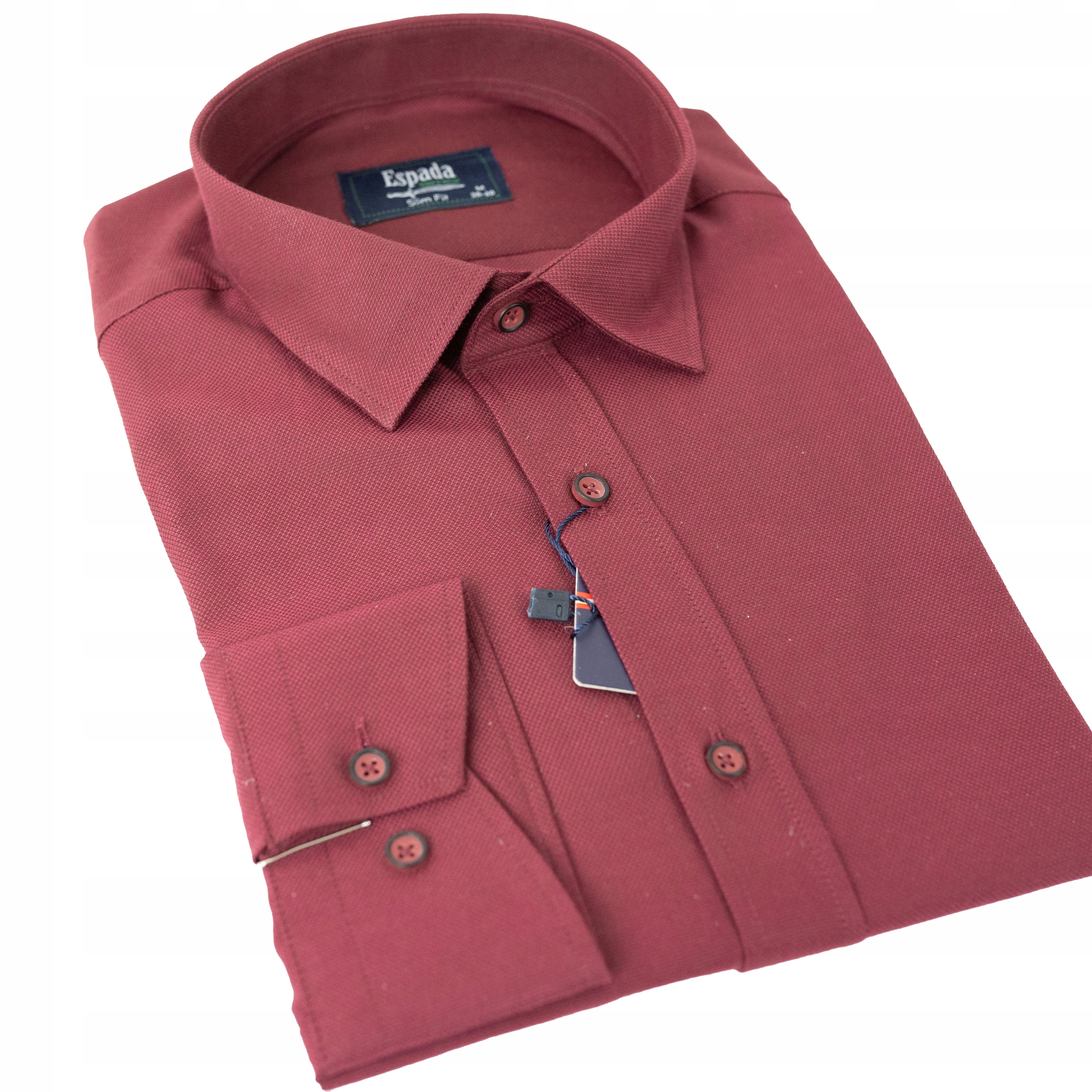 Koszula męska elegancka CASUAL SLIM BORDOWA M