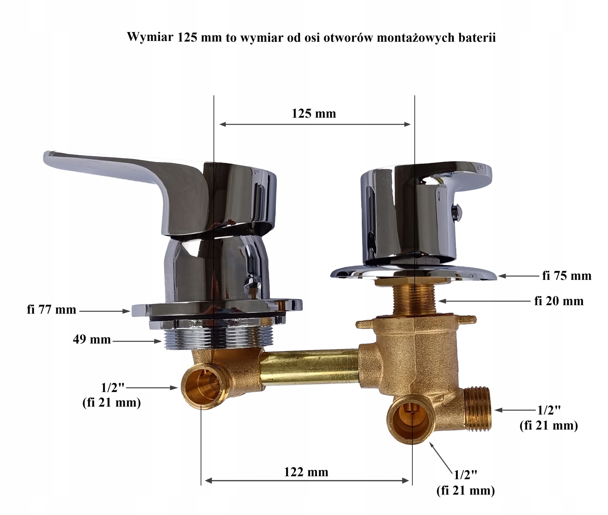 Baterie 3 funkce 125 mm/12,5 cm připojení 1/2" Směšovač sprchového koutu