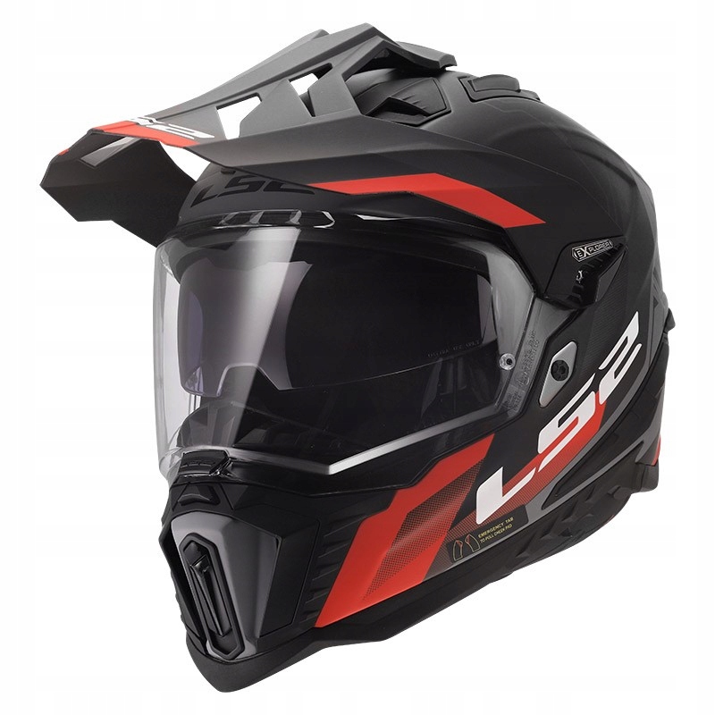 LS2 MX701 Explorer Hexa Black Red Grey cross enduro prilba s krytom M