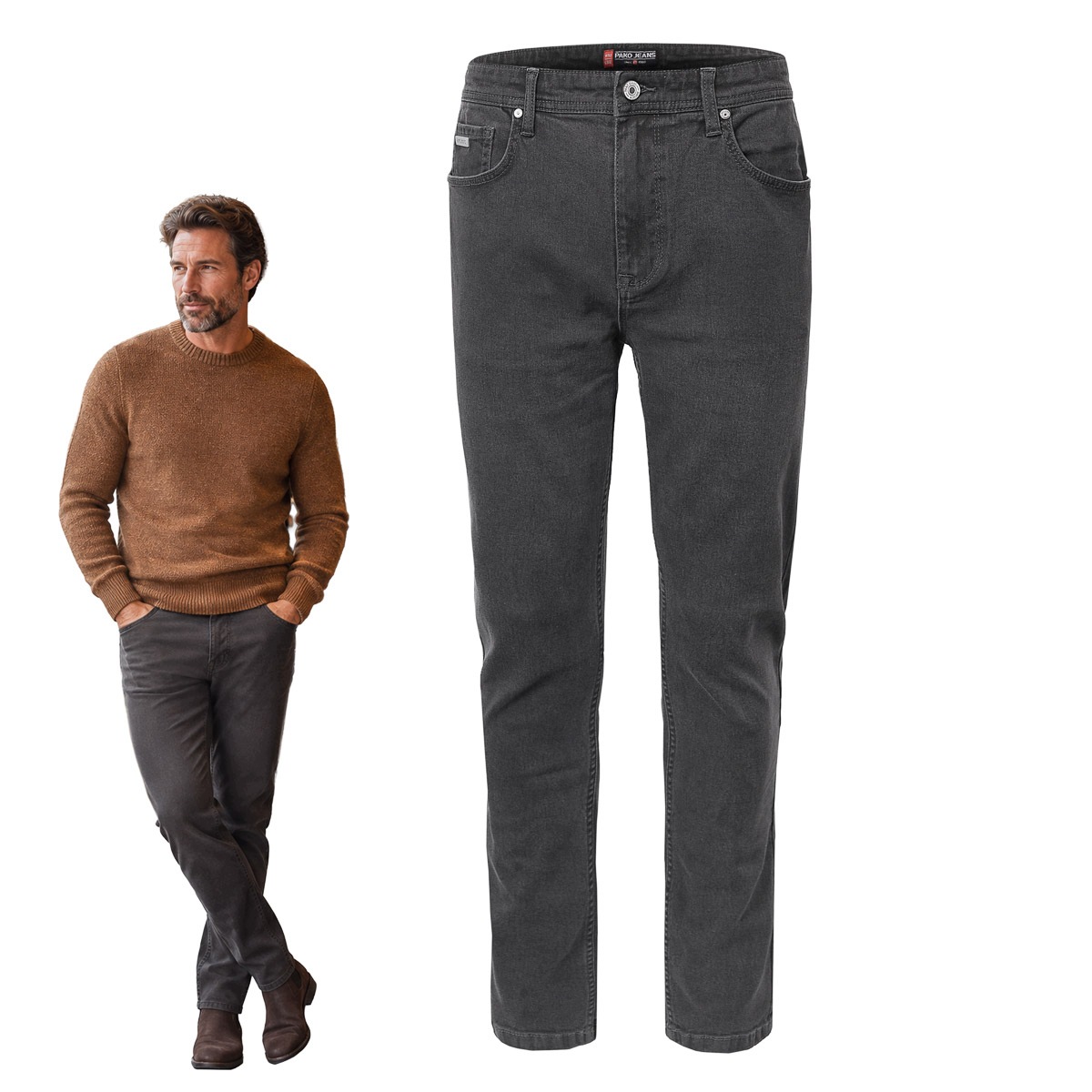 Pánské klasické Grafitové džíny Comfort Fit W32/L32 Pako Jeans
