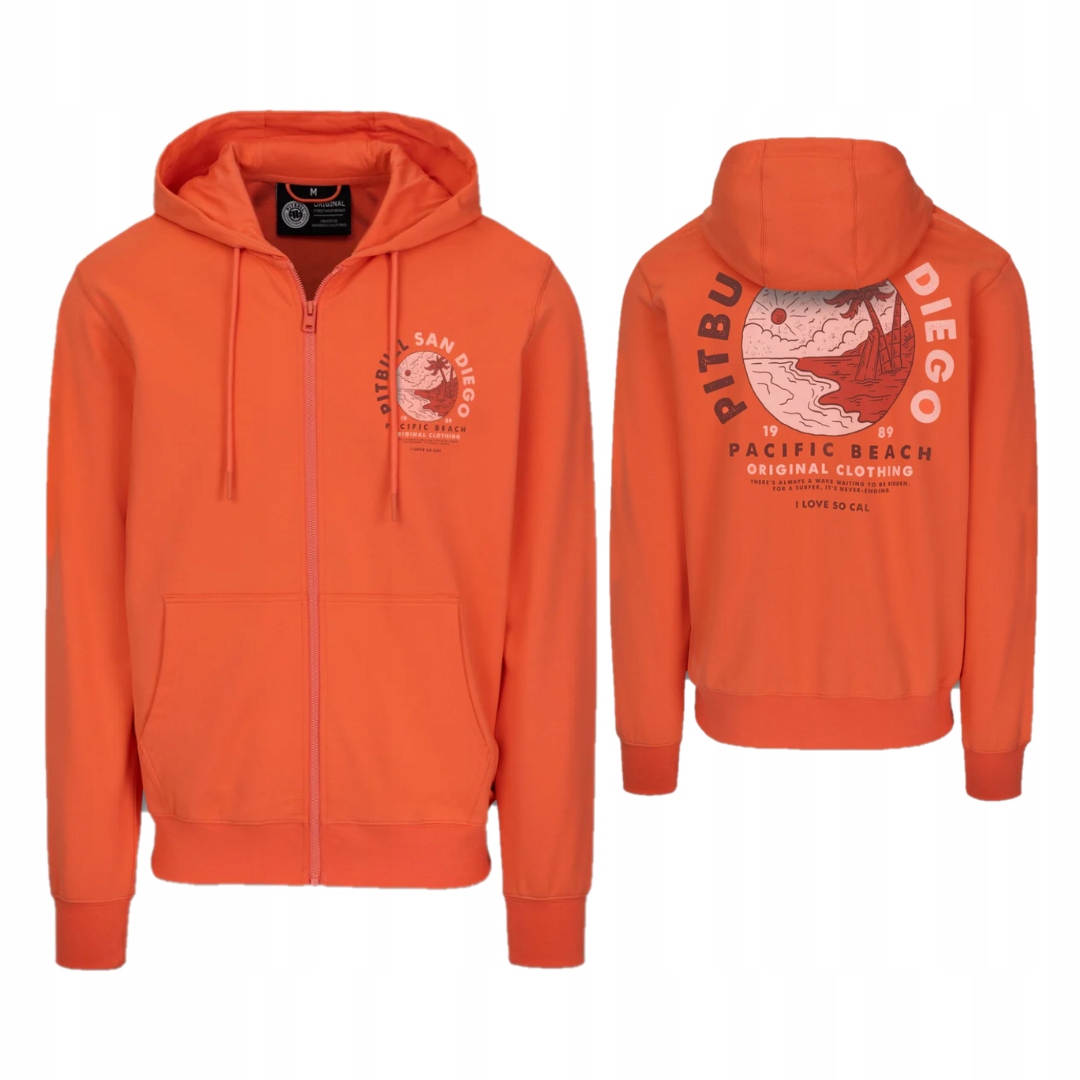 Pitbull West Coast Rozepínací Mikina S Kapucí Planet Surf Oranžová XXL