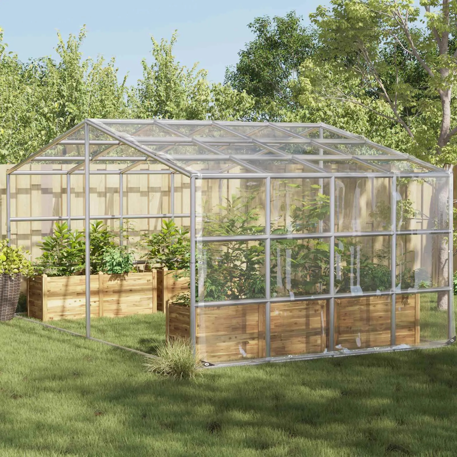 vidaXL Plachta s oky Transparentní 4 x 5 m Polyethylen