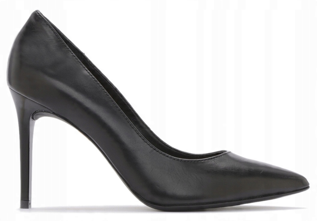 Lodičky Na Podpatku Kožené Lodičky Černé Vysoké Ryłko 37,5