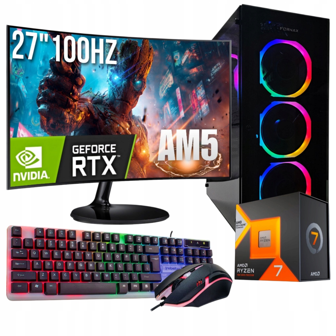 Zestaw Gamingowy Omegacore R7 7800X3D/32GB/RTX5060/1TB M.2 SSD/W11/27"100Hz