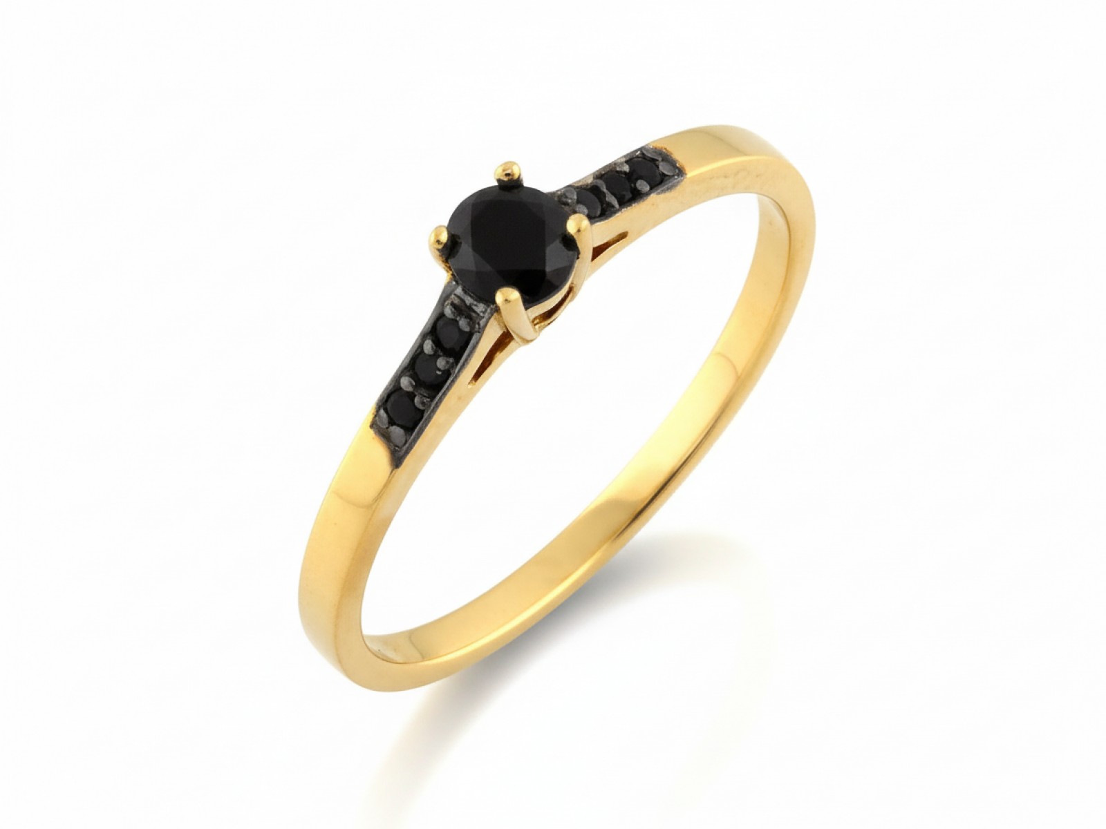 Zlatý prstýnek 585 s Černými zirkony 11r, elegantní vzor 1,44 g