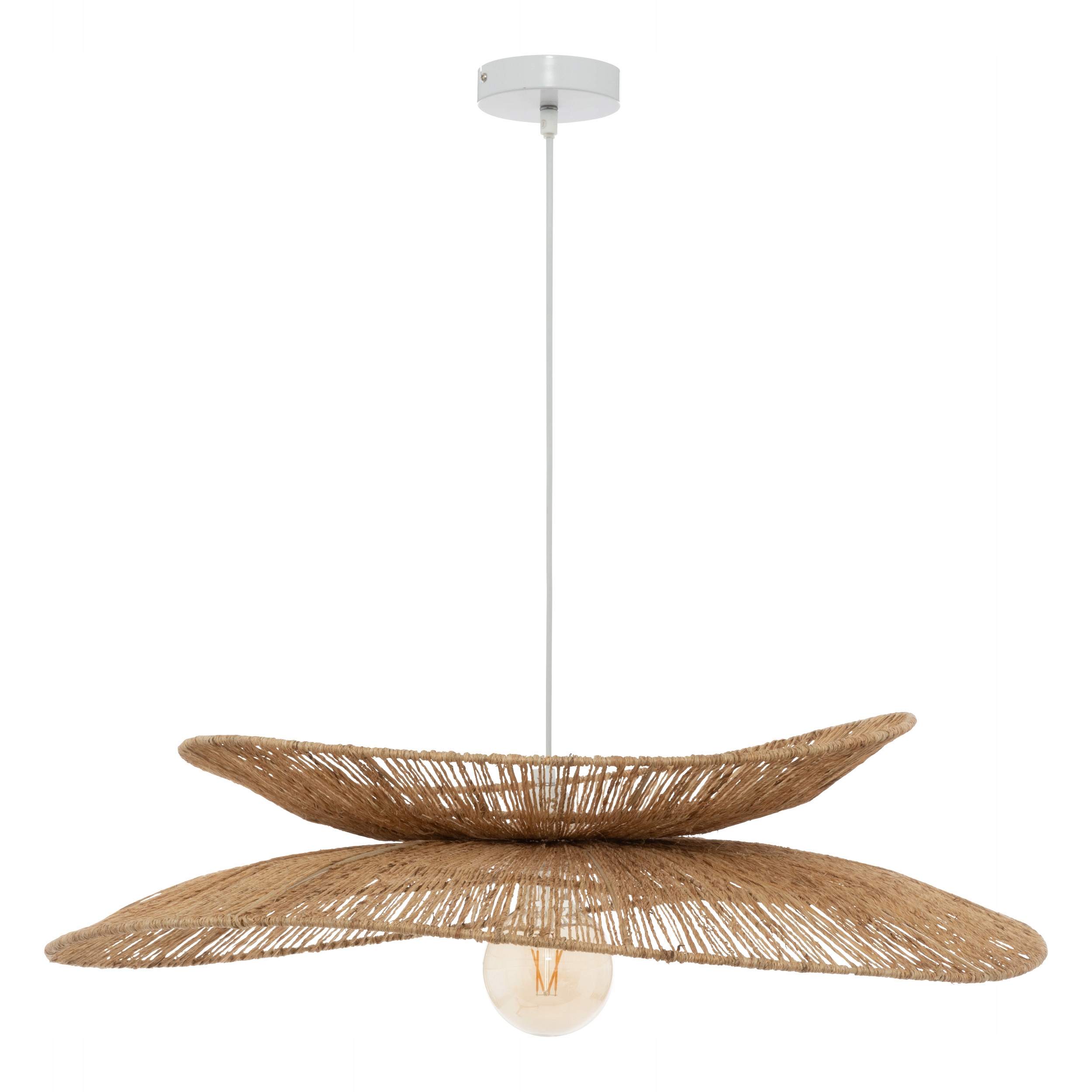 Závesná lampa Alara béžová z juty Teplé Svetlo Prírodný Styl Boho