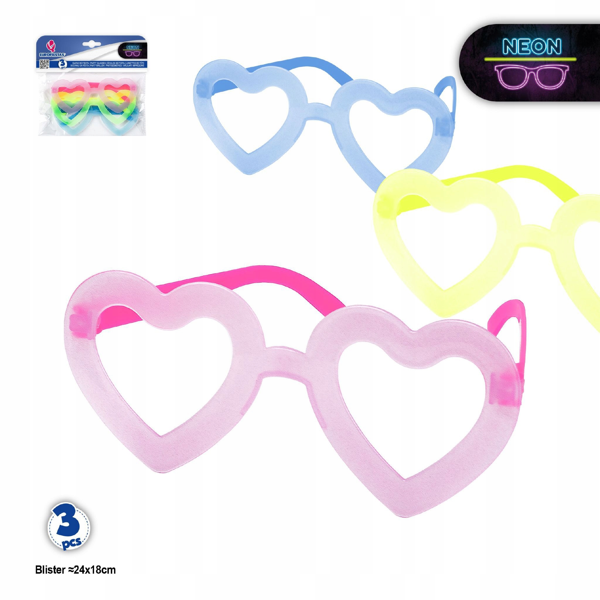 Okulary fluorescencyjne serce 3szt