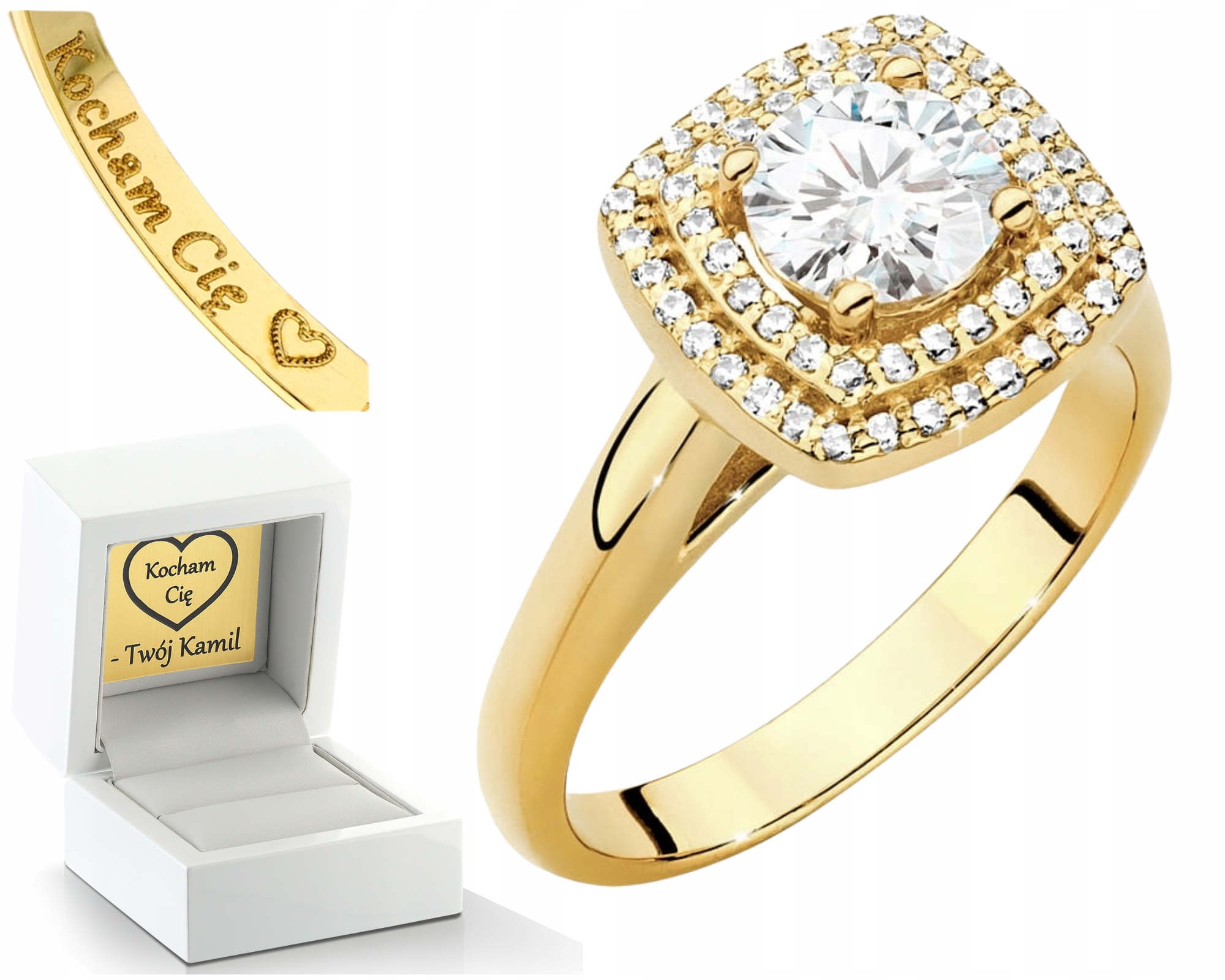 Zlatý Prstýnek Diamanty Lab Jako Dárek Drť 585 14K