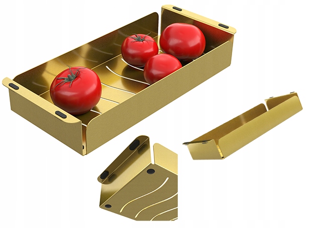 Zlatá Ocelová Vložka Košík Do Dřezu Univerzální Odkapávač 42x18 cm