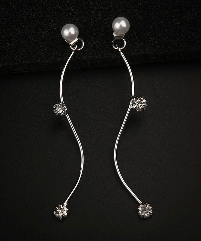 

Kolczyki Długie Crystal Pearl Srebrne