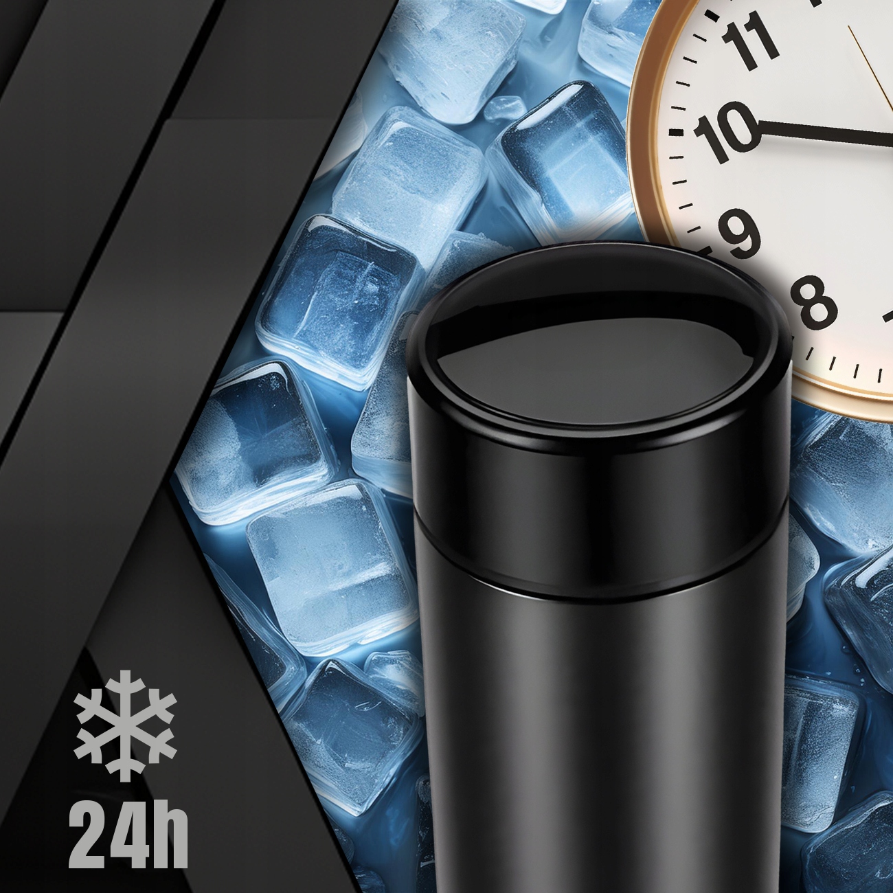 KUBEK TERMICZNY TERMOS BIDON NA KAWĘ HERBATĘ LED 500ML DUŻY SZCZELNY SMART Kolor dominujący czarny