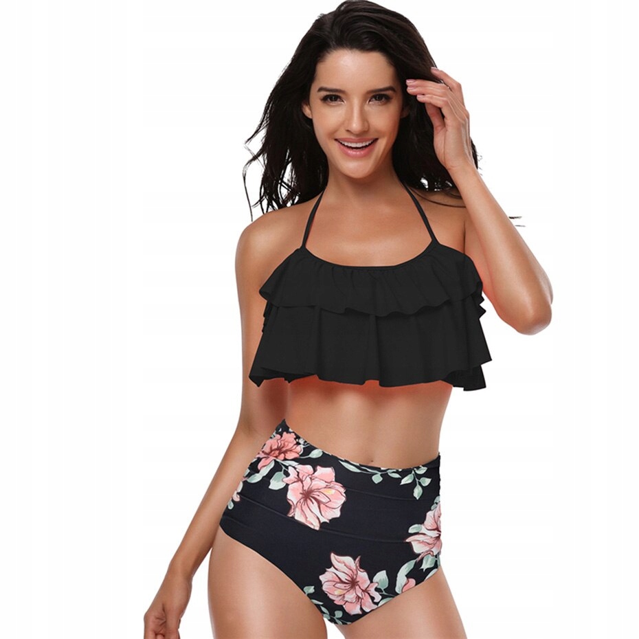 STRÓJ KĄPIELOWY BIKINI FALBANKA ZAKRYWAJCY WYSOKI STAN MAJTEK / M Model STR16
