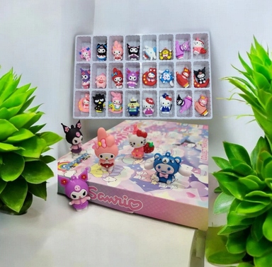 Sanrio Kuromi vaikų Advento kalendoriaus figūrėlių, 24 vnt., žaislų rinkinys, originali pakuotė