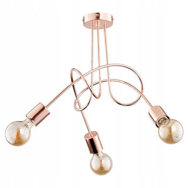 Trojitá závěsná lampa Tango Miedziana s navíjecími tyčemi a lustrem do kuchyně