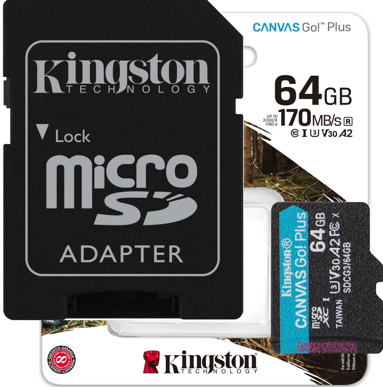 Kingston microSDXC Canvas Go! Plus 128GB 170R A2 U3 V30 Card + adapter