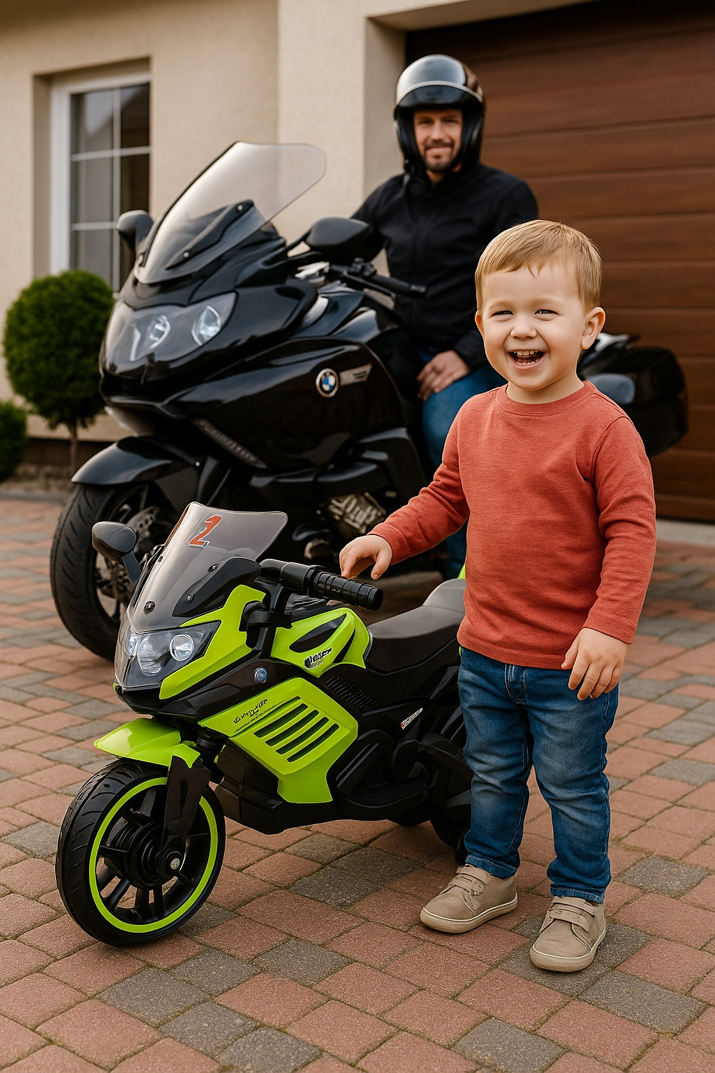 Motor motocykl ścigacz na akumulator światła LED dla dzieci zielony