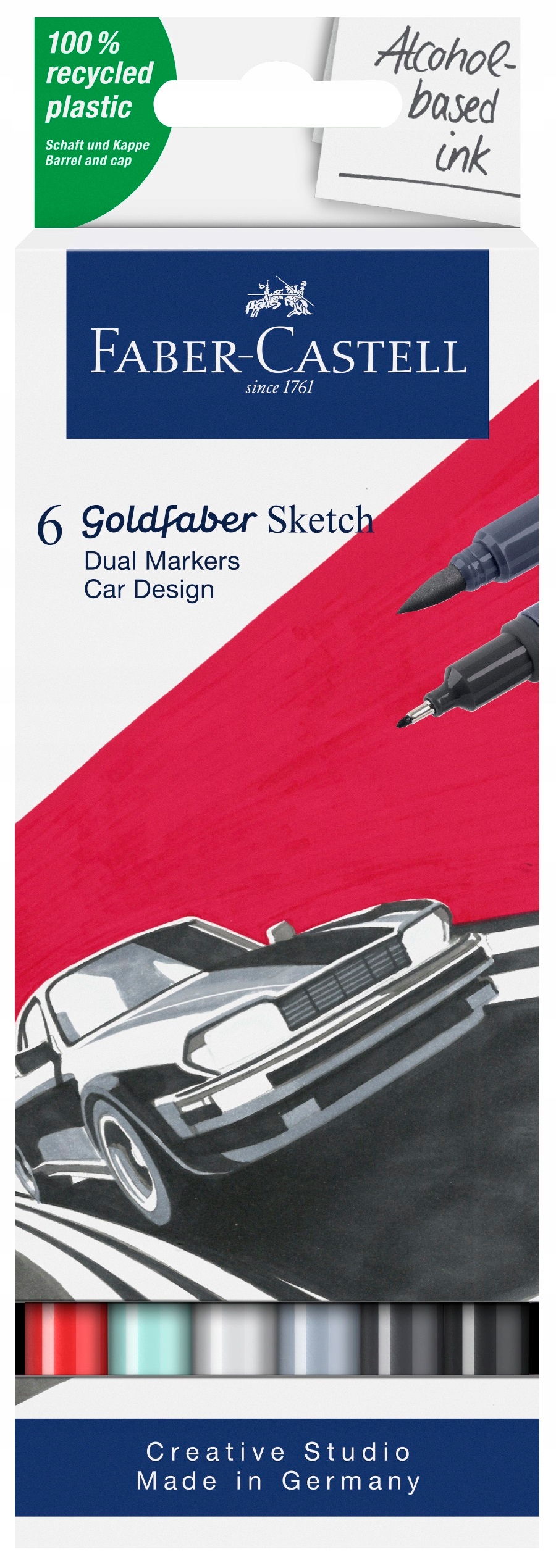 Oboustranný popisovač Goldfaber Sketch car design 6 kol