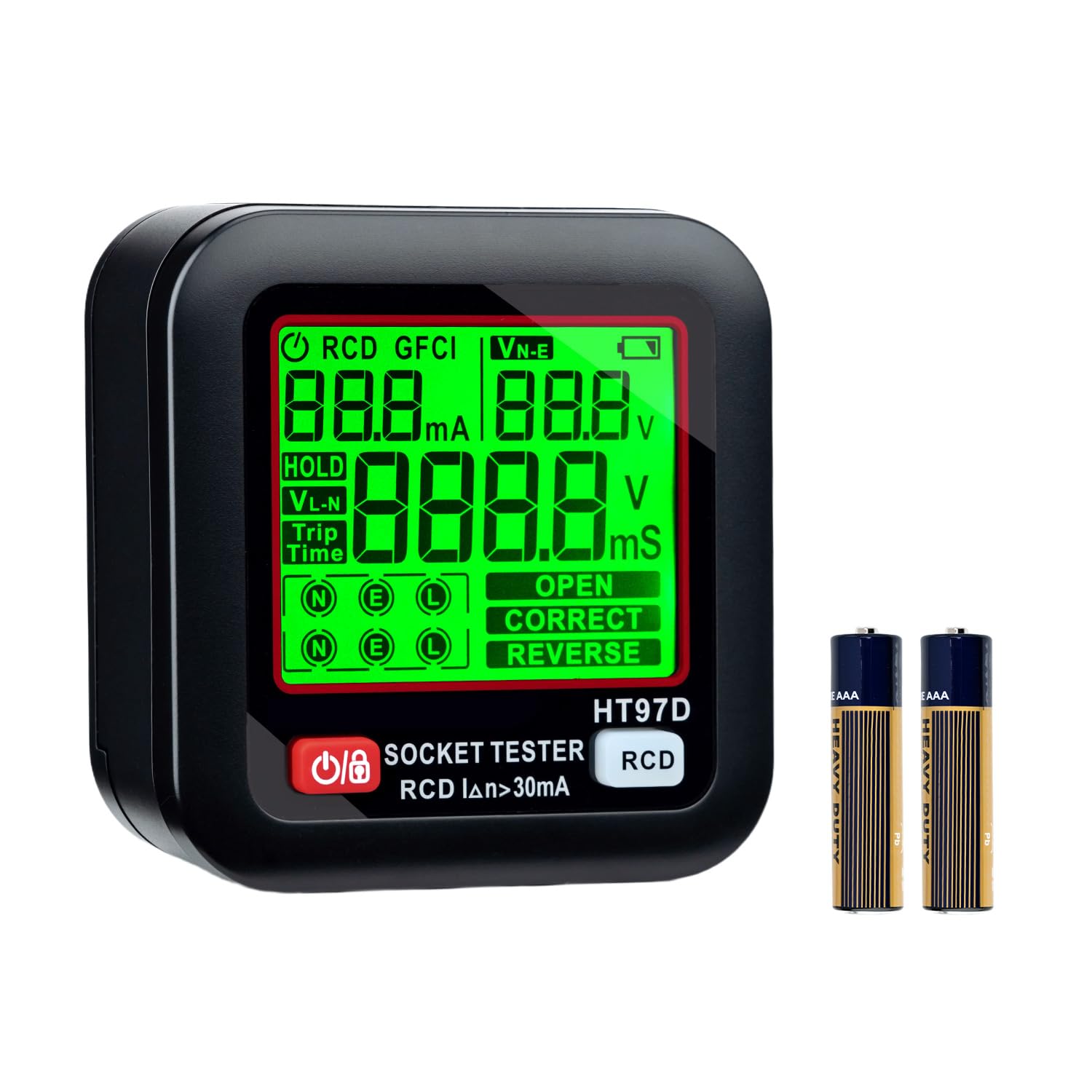 Tester Elektrických Zásuvek LCD S Rcd Testem, Diagnostický Měřič Napětí