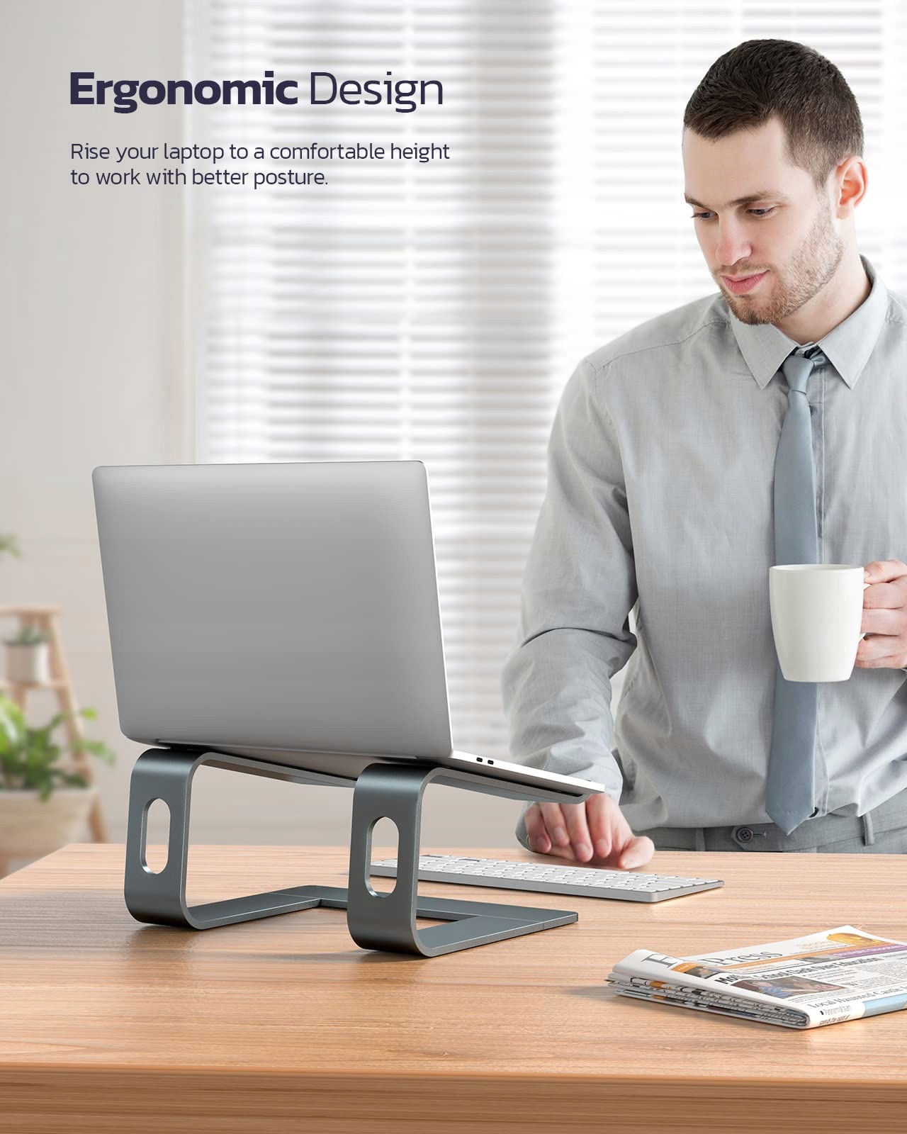NULAXY ALUMINIOWY STOJAK NA LAPTOPA ERGONOMICZNY UCHWYT 10-16 CALI — miniatura 2