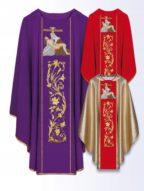 NOWY Ornat HAFTOWANY WIZERUNEK PIETA KOLOR FIOLETOWY