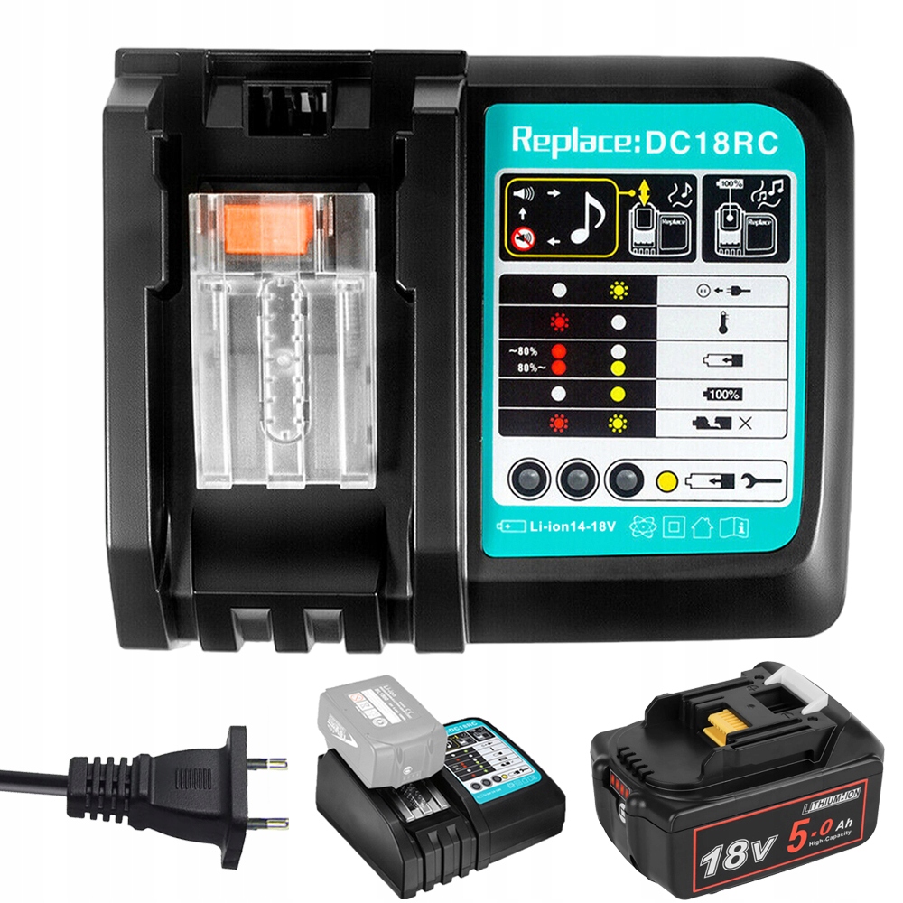 Akumulátor Li-ion 18V 5,0AH 1STZ Pro Makita BL1860B+18V Nabíječka DC18RC X1