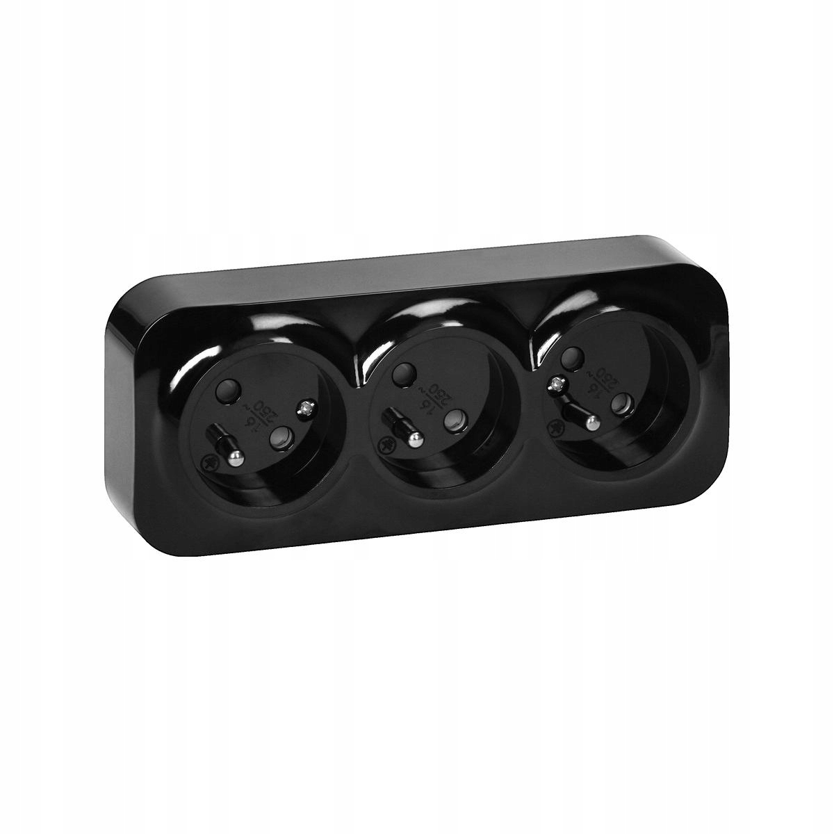 Trojitá zásuvka ToDo 2P+Z IP20, černá, 10 kusů