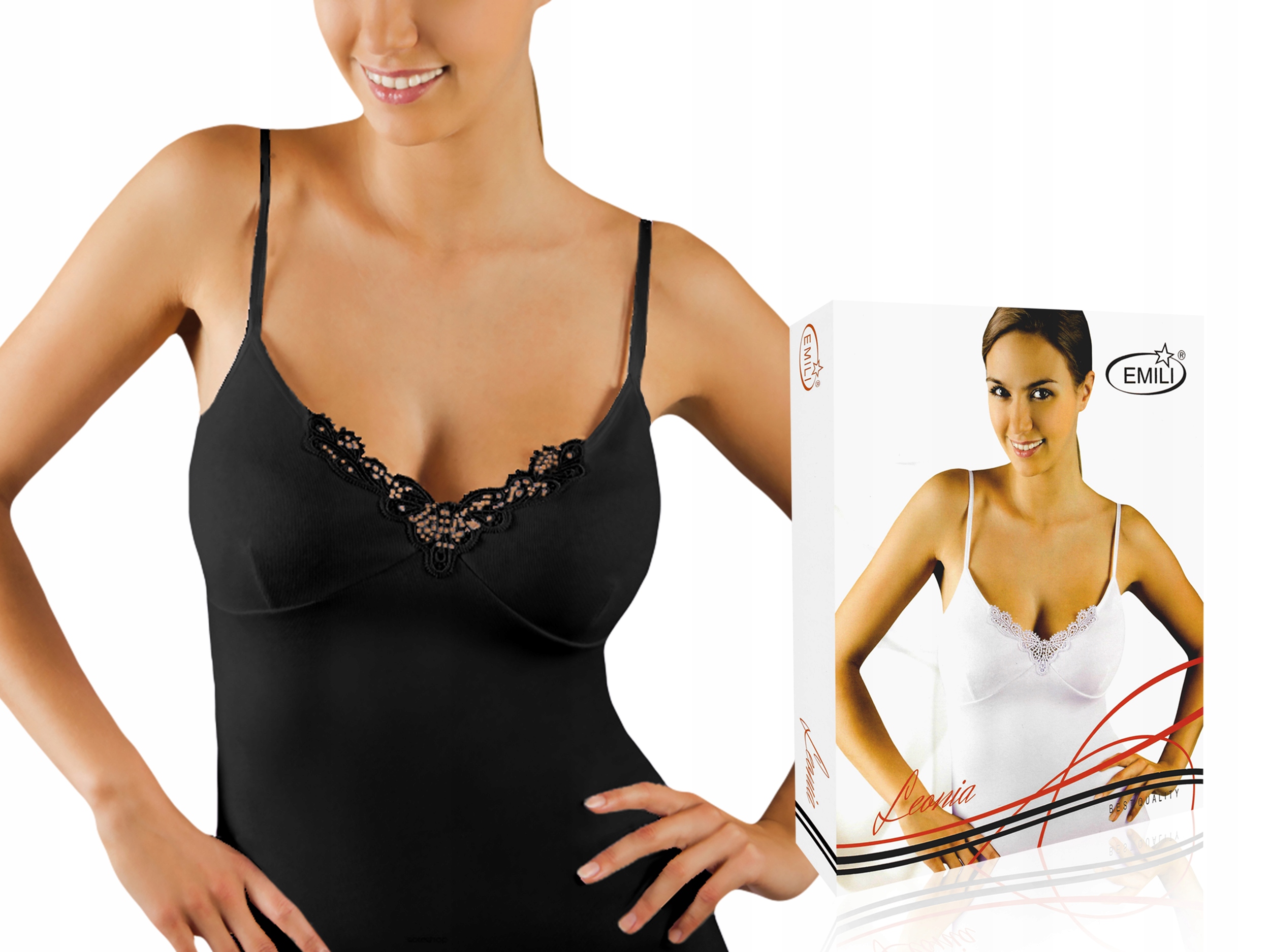 

Emili Leonia Koszulka damska czarna bawełna L