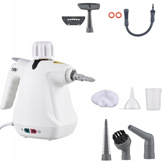 Myjka Parowa Ręczna Mop Parowy Czyścik Do Okien Fug Tapicerki Zestaw 1000W