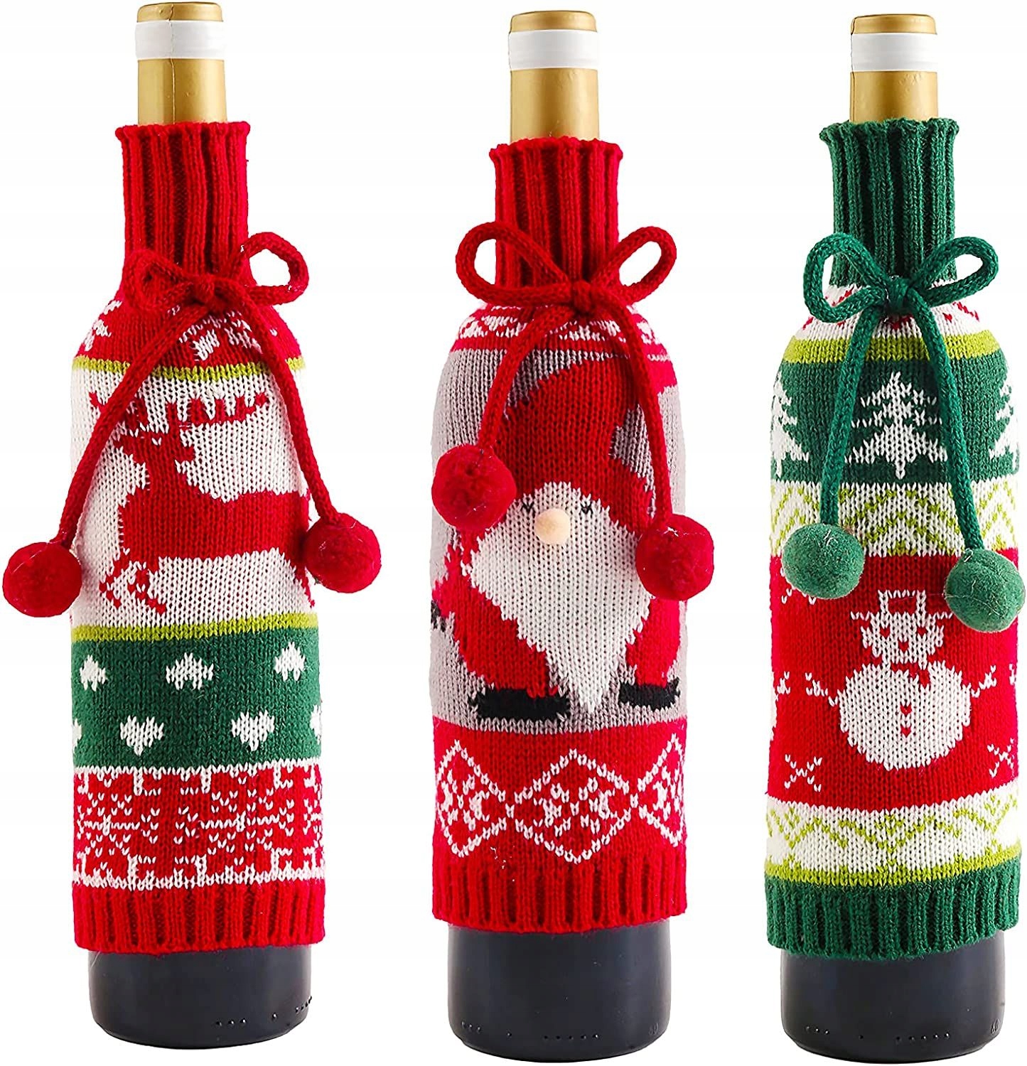 ŚWIĄTECZNA TORBA NA BUTELKĘ WINA DEKORACJA 3SZT
