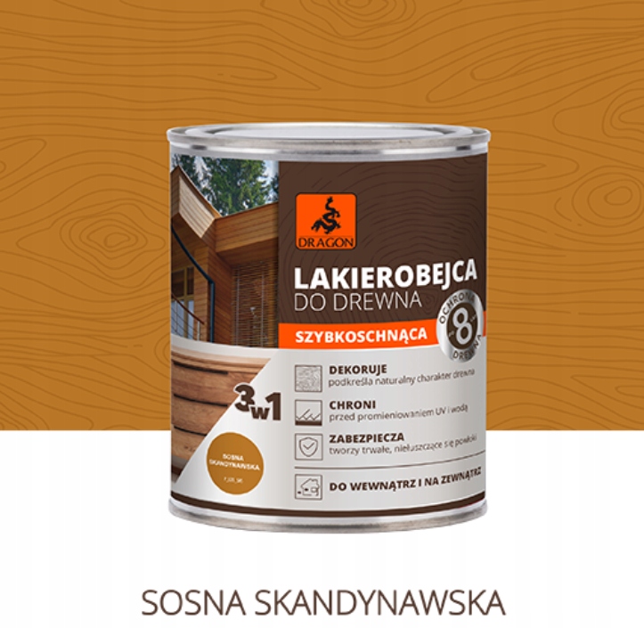 Lakierobejca Do Drewna Szybkoschnąca 3W1 Dragon 5 l Sosna Skandynawska