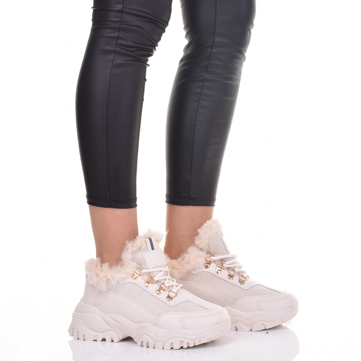 ŚNIEGOWCE OCIEPLANE BEŻOWE SOLIDNE NA PLATFORMIE FUTERKO SZNUROWANE Rozmiar 38