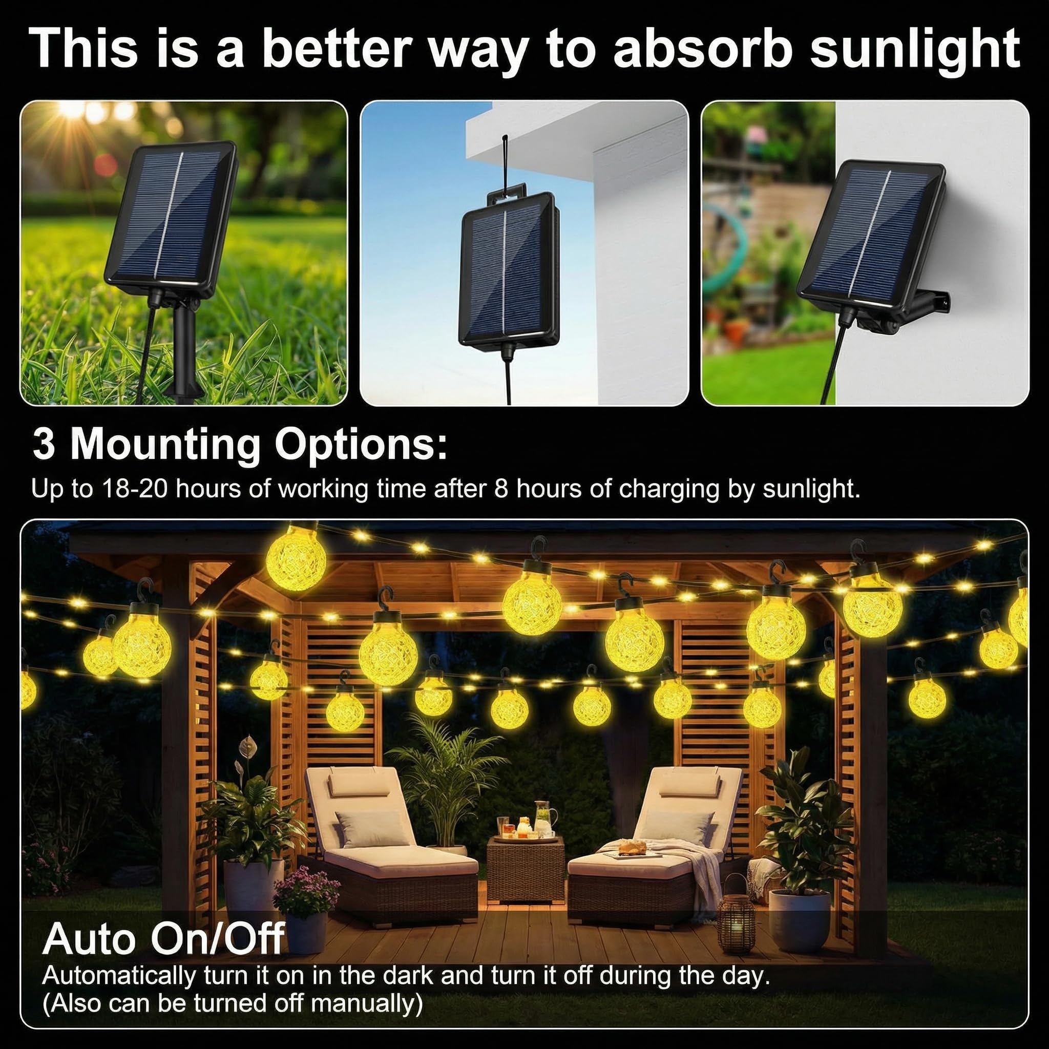 BG9D Solarna Girlanda Ananasowa 8M 40 LED 8 Trybów Pilot IP67 Na Zewnątrz — miniatura 5
