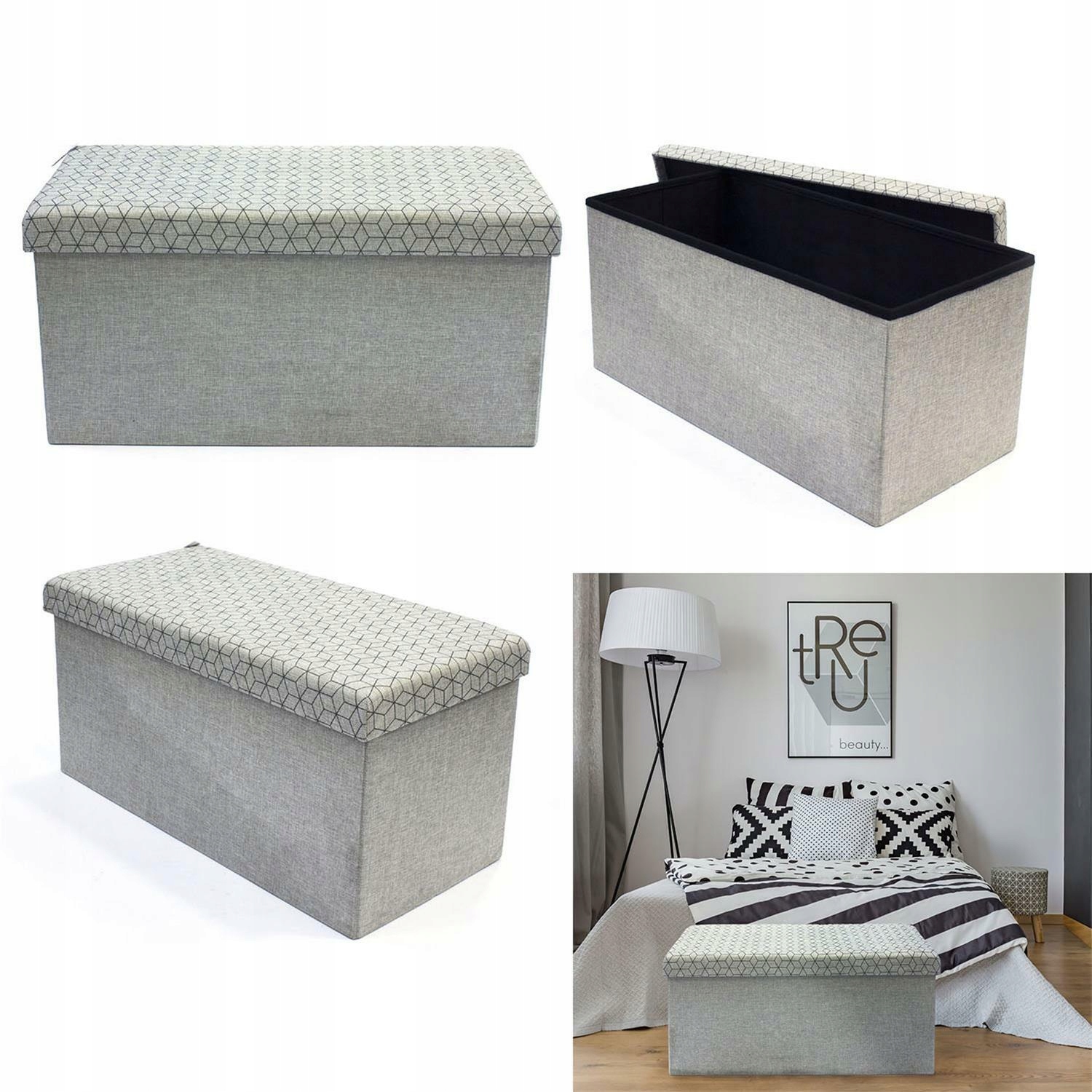 Pufa Intesi Velse light grey print black Informacje dodatkowe puf otwierany