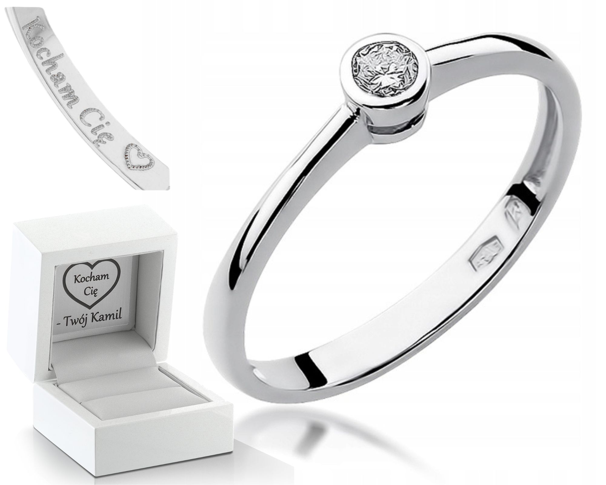 Prstýnek Briliant Bílé Zlato 585 Gravírování Bonus Zlato