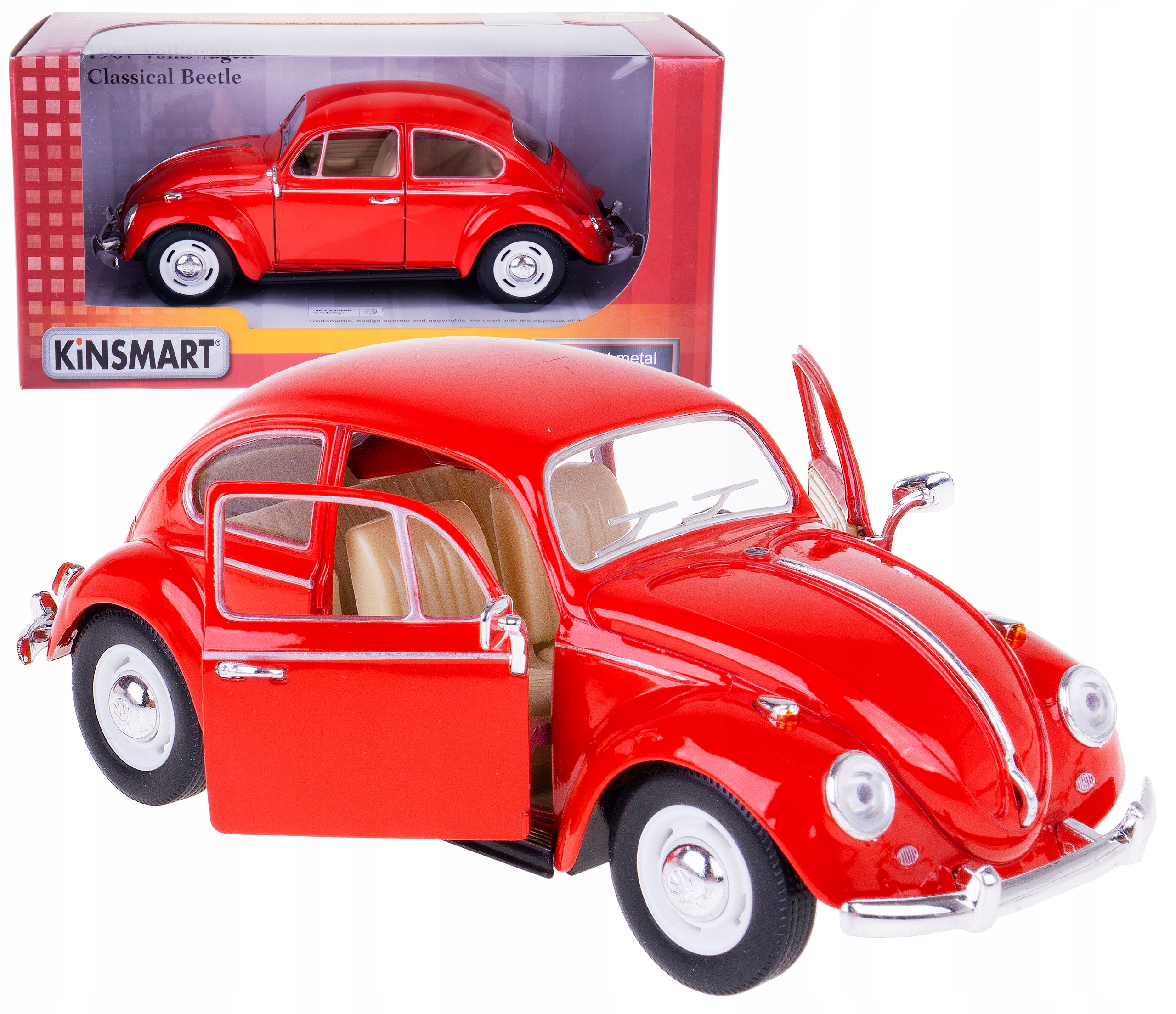 

Vw Garbus Classical Model Kinsmart 1:24 Box Czerwo