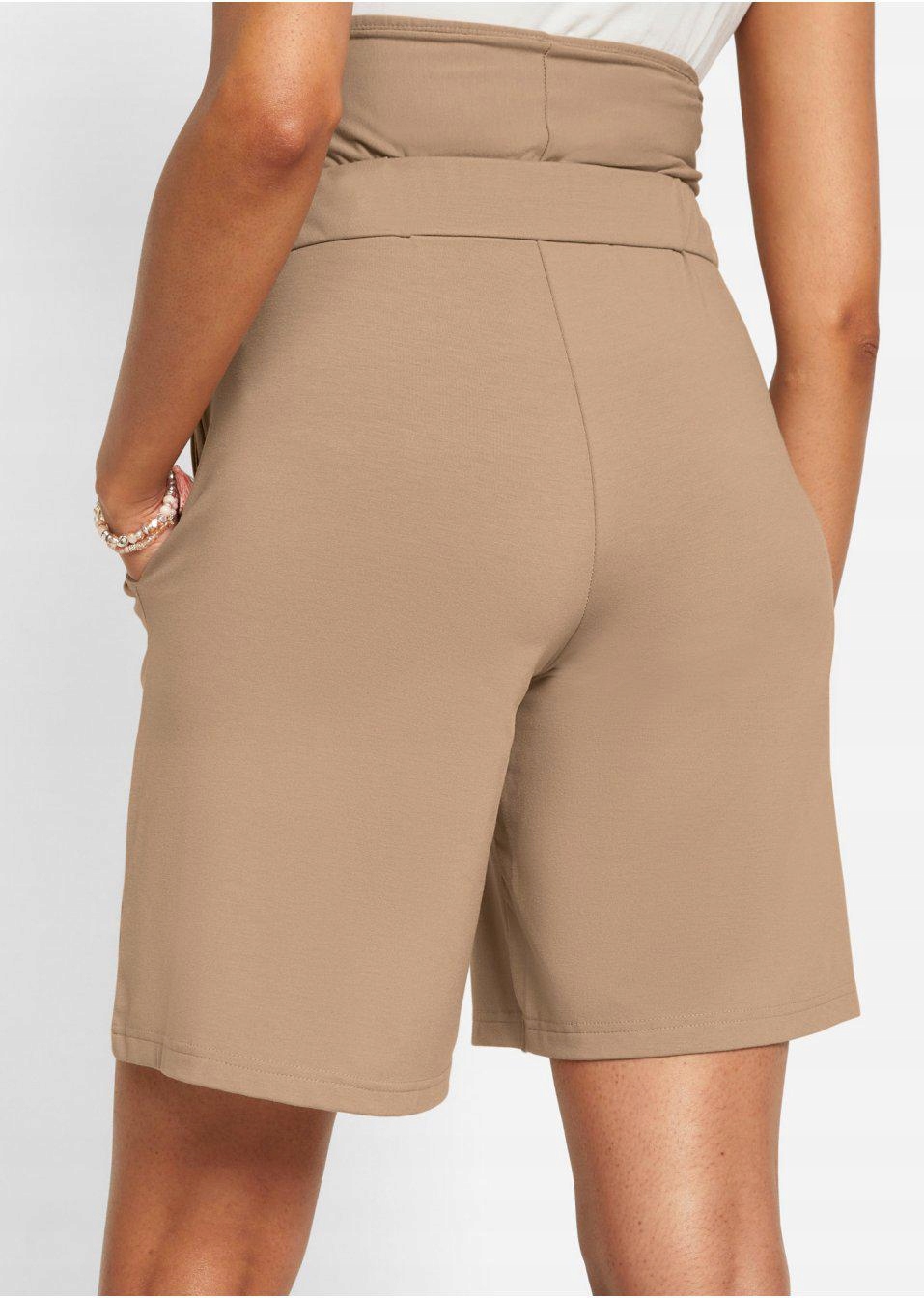 BONPRIX _SM 3AO BEŻOWE SZORTY CIĄŻOWE _/ 48 Wzór dominujący bez wzoru