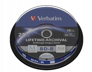 Verbatim M-disc Bd-r Sl 25GB, 4x, printable, spindle 10 ks