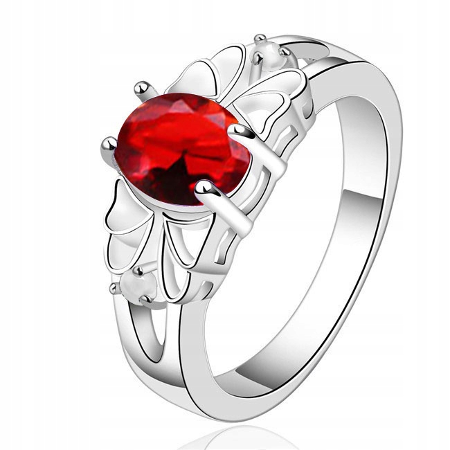 

Srebrny Pierścionek Z Czerwoną Cyrkonią Rozmiar 20