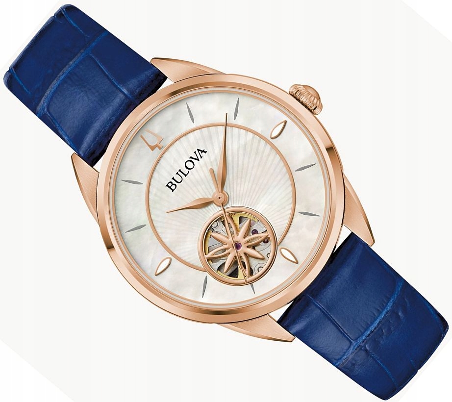 Dámské Hodinky Bulova 97L180 Elegantní Automatické S Otevřeným Srdcem Na Řemínku Ø34,5mm