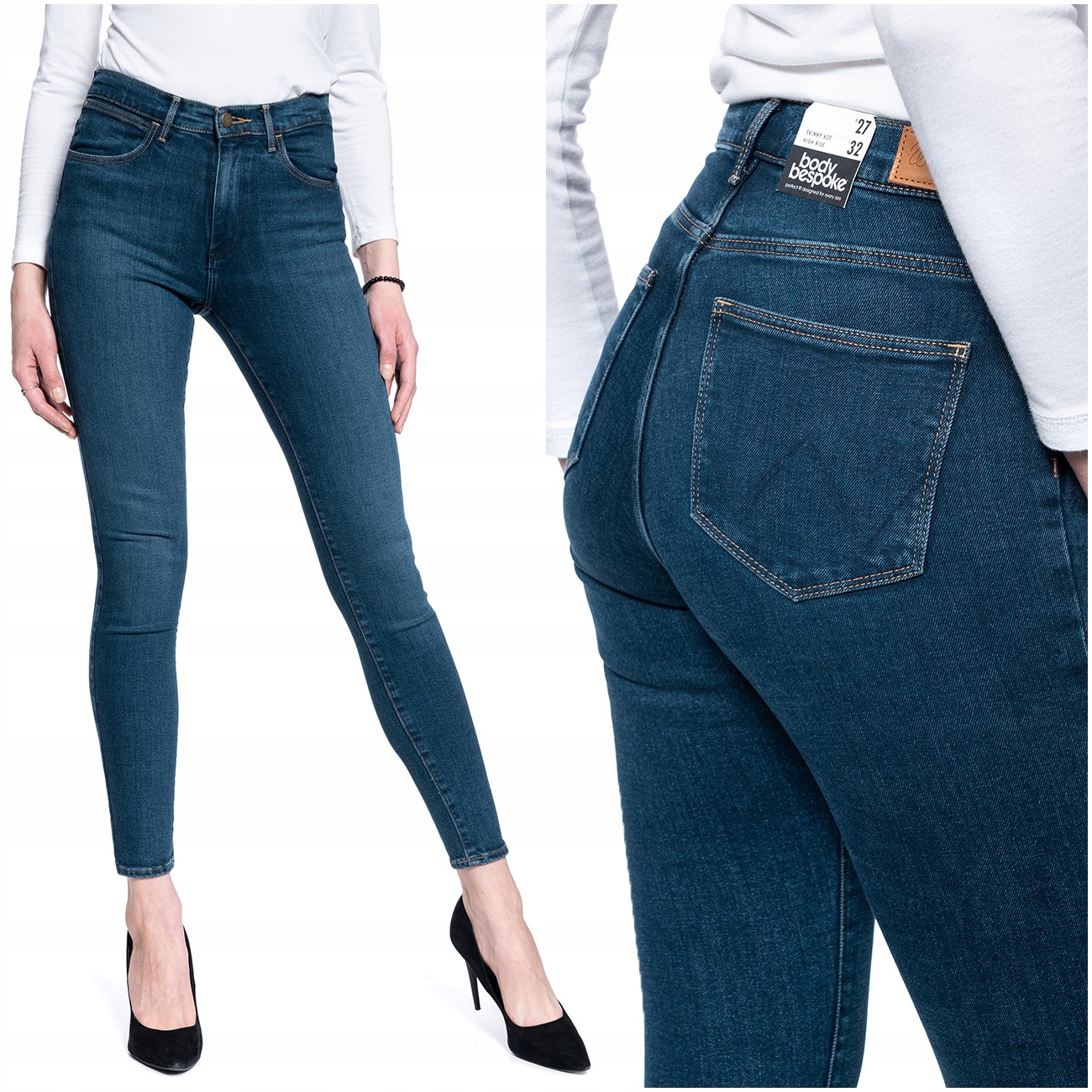 Wrangler High Rise Skinny W27 L32 Dámské džínové kalhoty džíny Úzké Nohavice