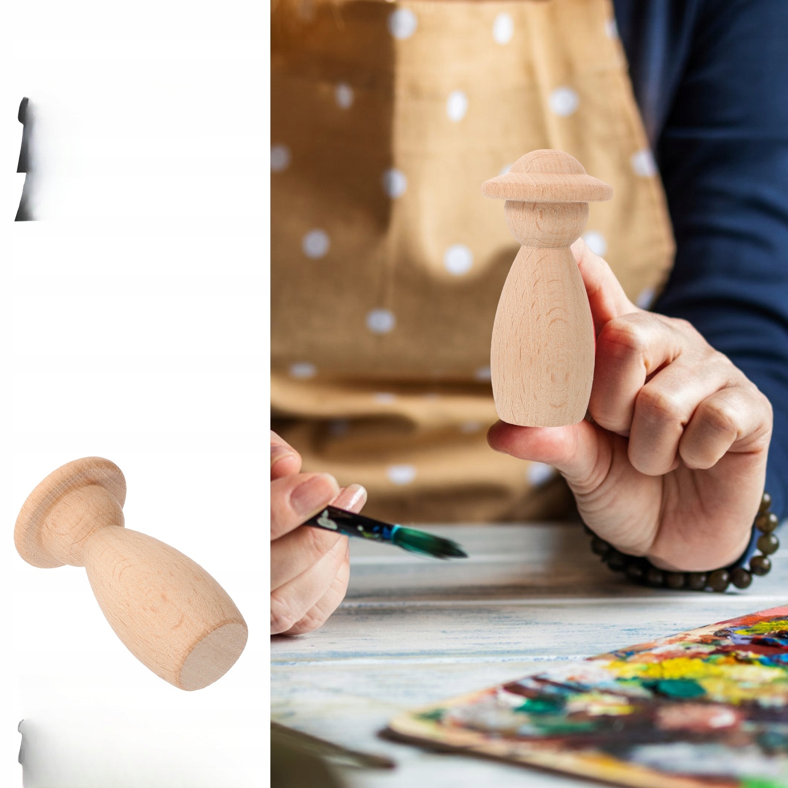 NIEDOKOŃCZONA DREWNIANA LALKA DIY DREWNIANA LALKA NIEMALOWANA Materiał inny