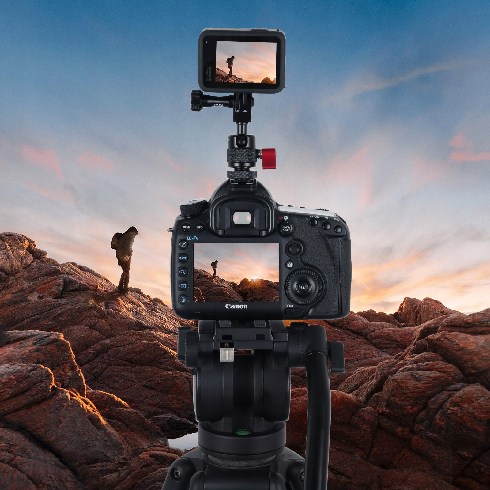 Adapter Cold Shoe Z Głowicą Kulową 360 Do GoPro Hero 12 11 10 HSU — miniatura 6