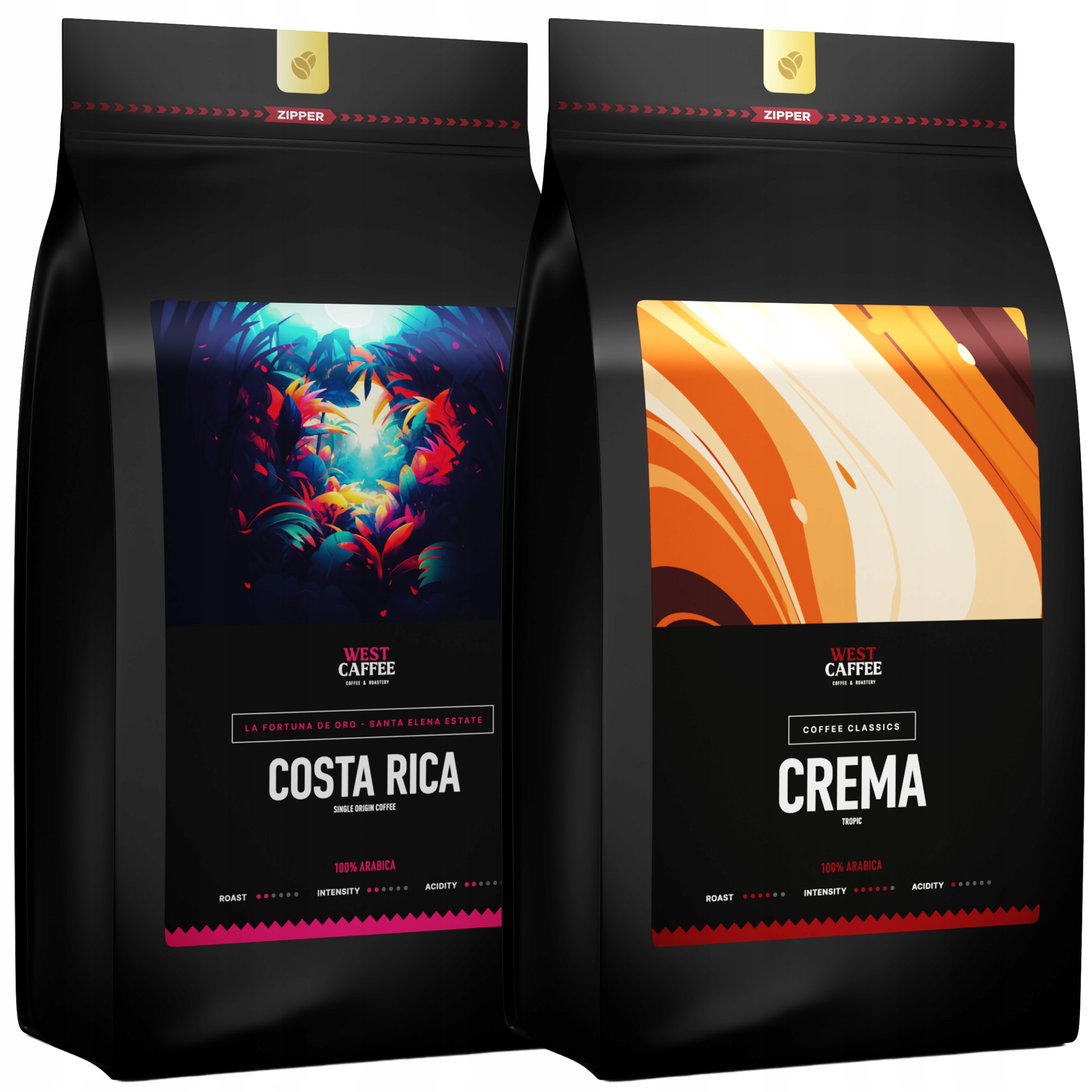 Levně Káva Zrnková 2KG Sada Crema Kostarika 100% Arabica Čerstvě Pražená