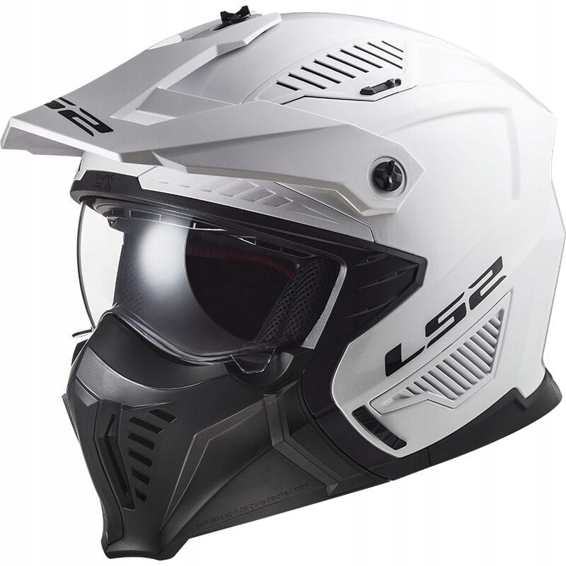 KASK MOTOCYKLOWY LS2 OF606 WYPINANA SZCZĘKA + DASZEK BIAŁY POŁYSK ROZMIAR S