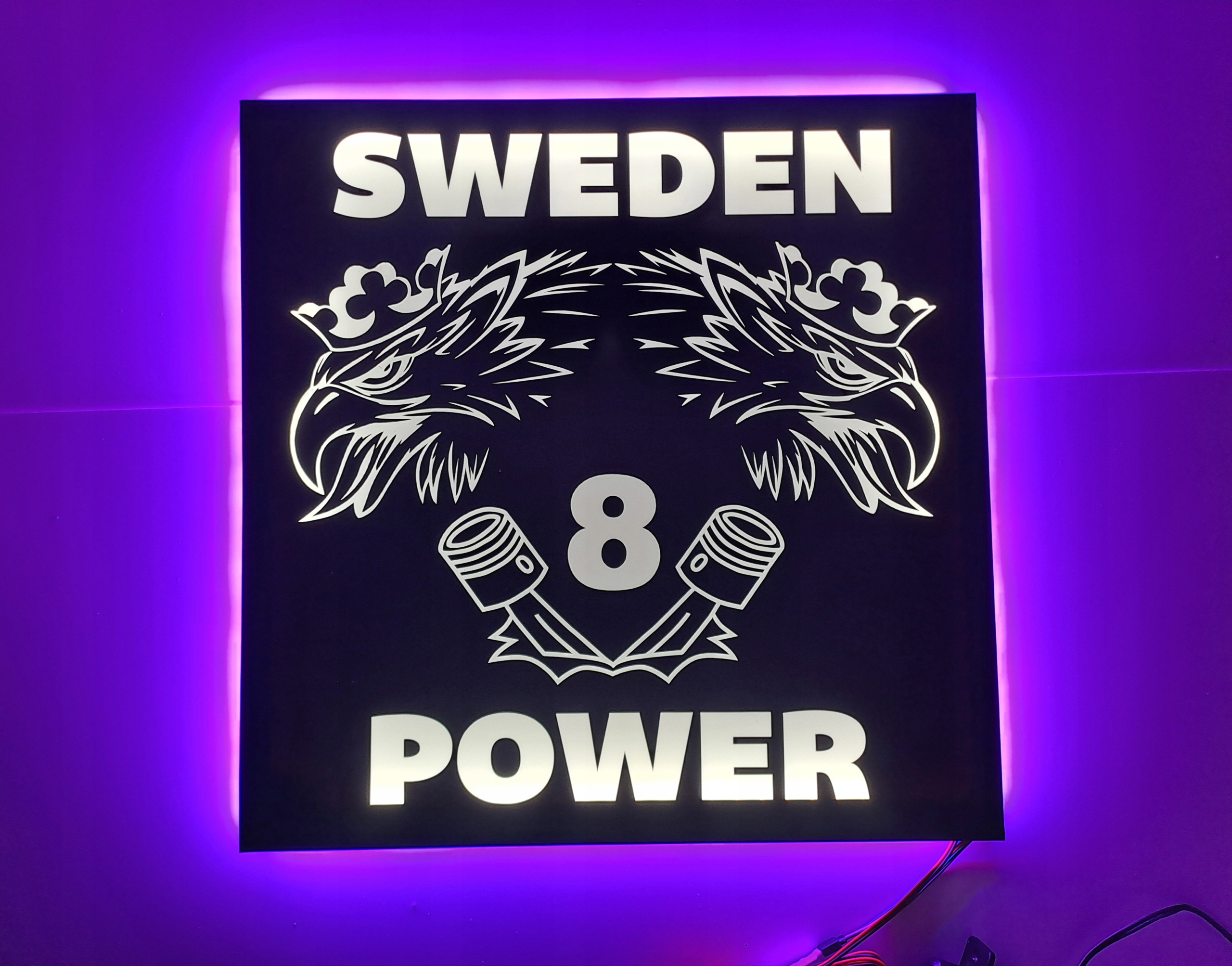 Led tabuľa Sweden Power nad posteľ s podsvietením kabíny Rgb Tir Lkw