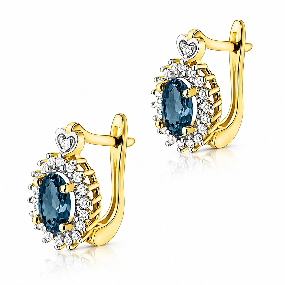 Kolczyk Topaz London Blue 2 x 0,50 ct Złoto pr 585