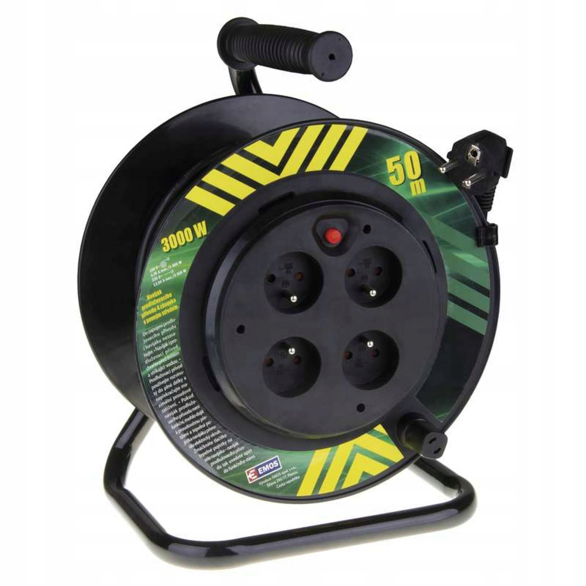 Emos Pvc predlžovací kábel na bubne 4 zásuvky 50m pevný stred 1908045010