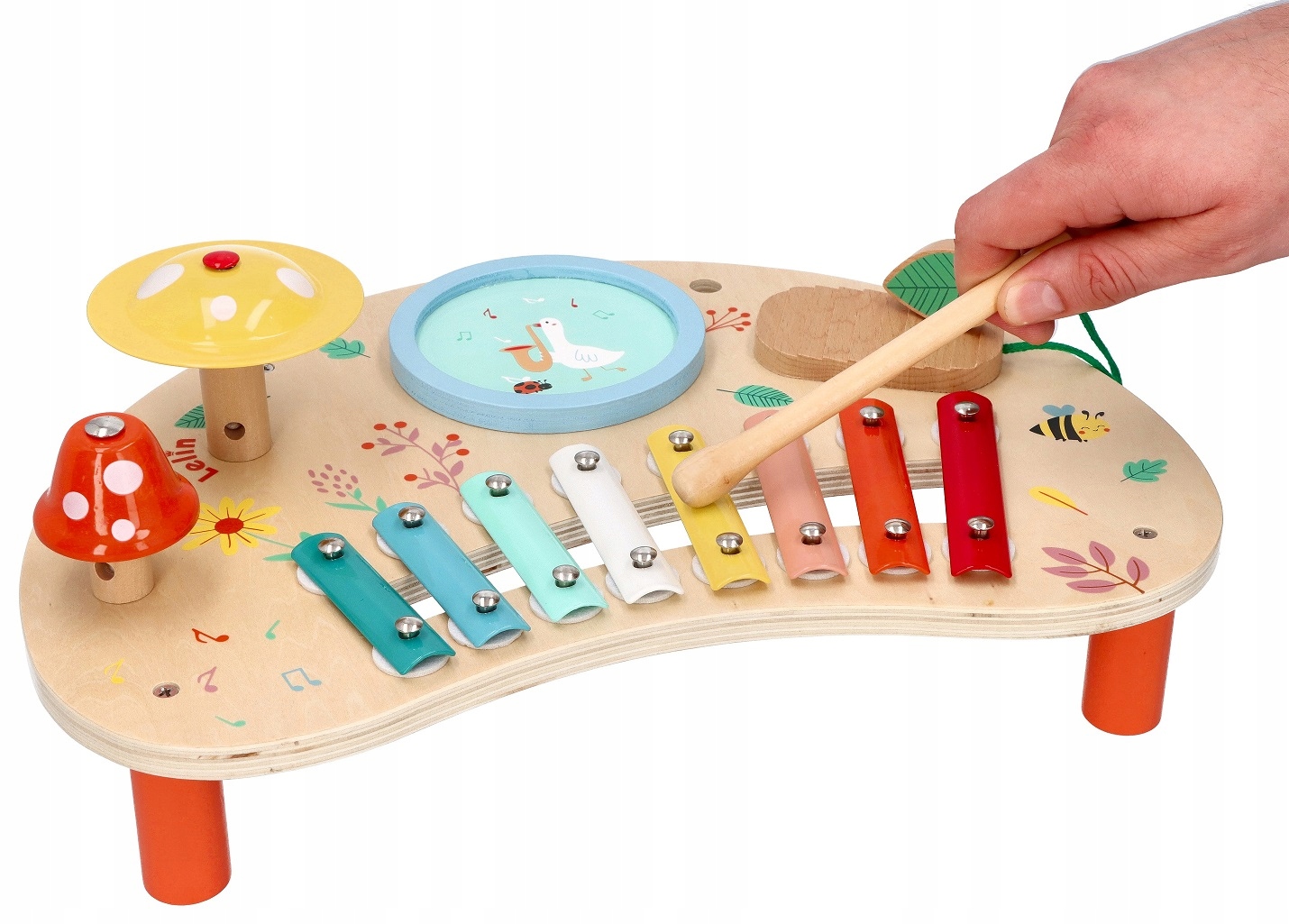 STOLIK MUZYCZNY WIOSNA DREWNIANY INSTRUMENTY EDUKACYJNE ZESTAW LELIN Bohater brak