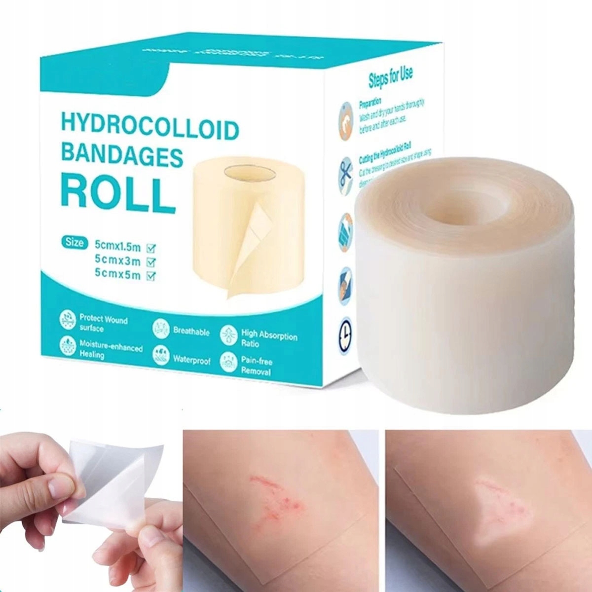 Plastry hydrokoloidowe ochronne opatrunki przyspieszające gojenie 365x5CM