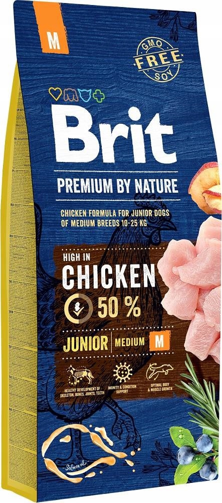 Levně Brit Premium By Nature Junior M – suché krmivo pro štěňata středních plemen –
